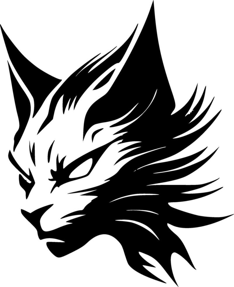 gato montés - negro y blanco aislado icono - vector ilustración