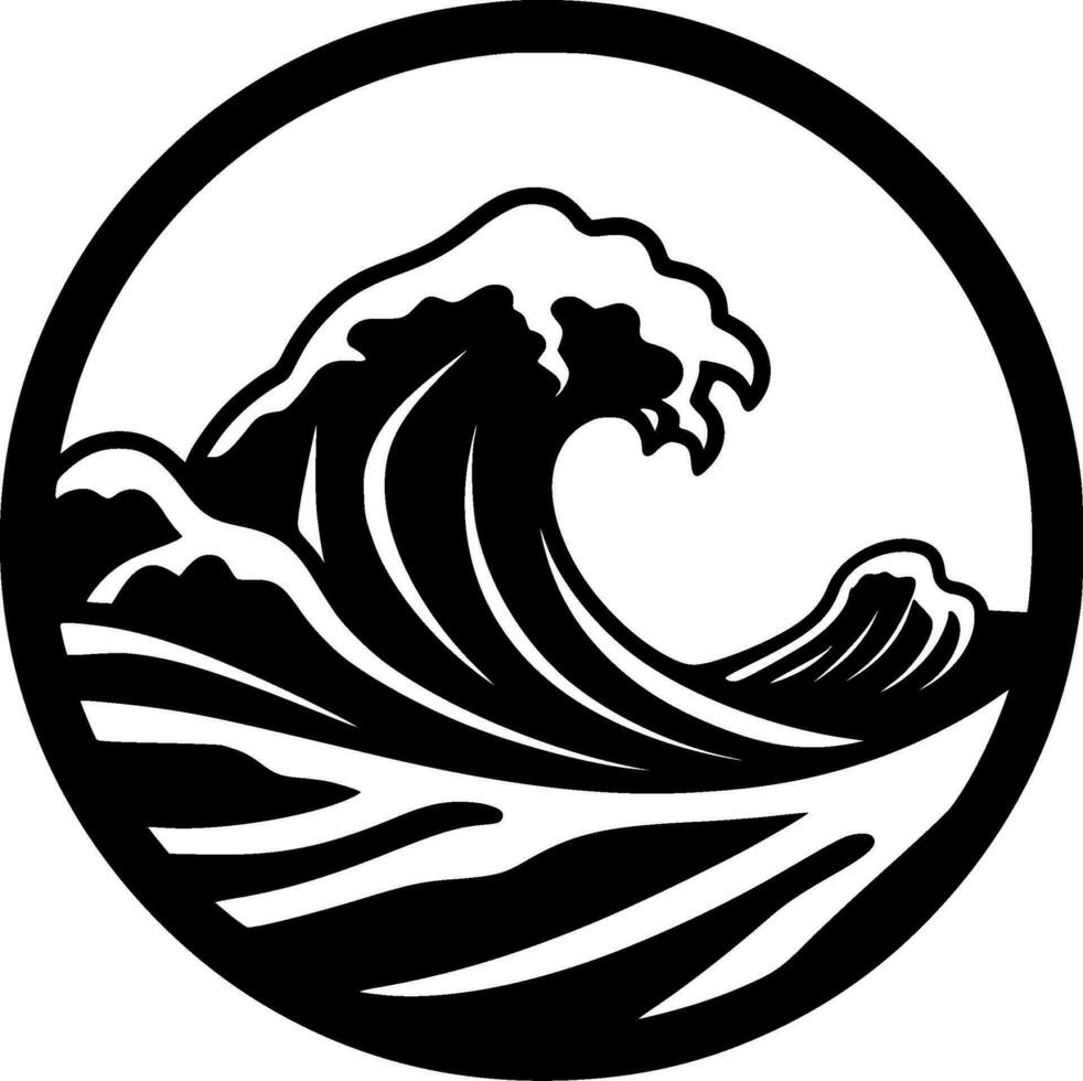 Wave - Black and White Isolated Icon - Vector illustration