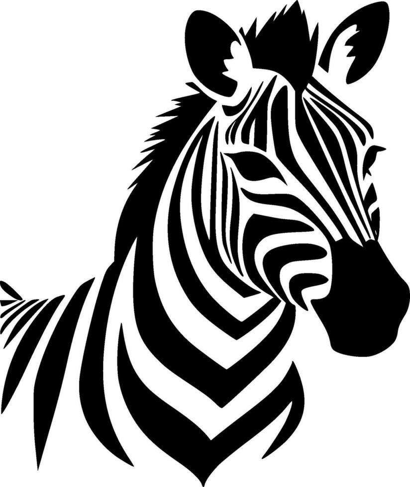 Zebra, Black and White Vector illustration