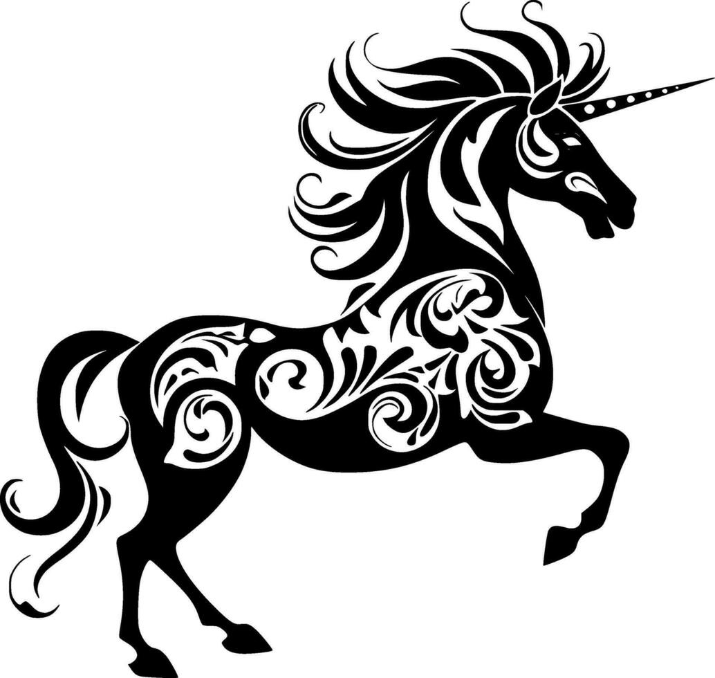 unicornio - negro y blanco aislado icono - vector ilustración