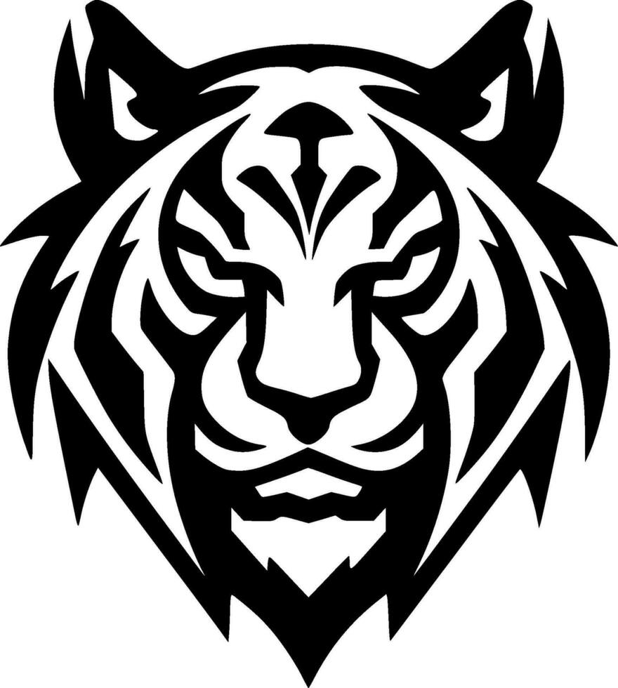 Tiger - Black and White Isolated Icon - Vector illustration