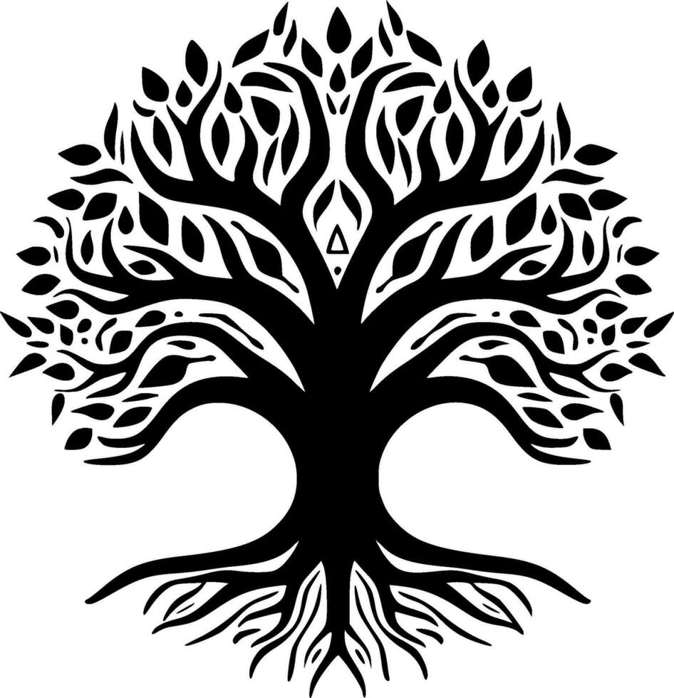 árbol de vida, negro y blanco vector ilustración