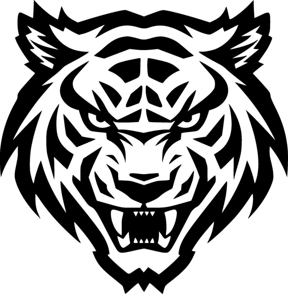 Tiger, Black and White Vector illustration