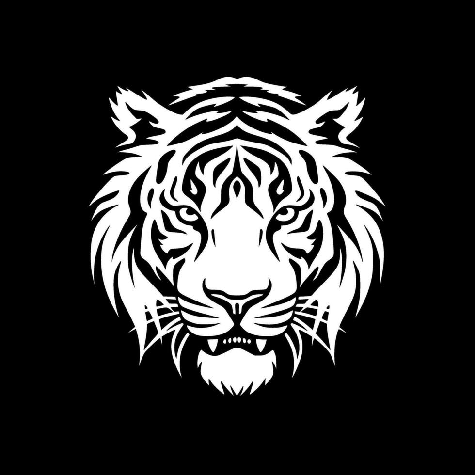 Tigre - negro y blanco aislado icono - vector ilustración