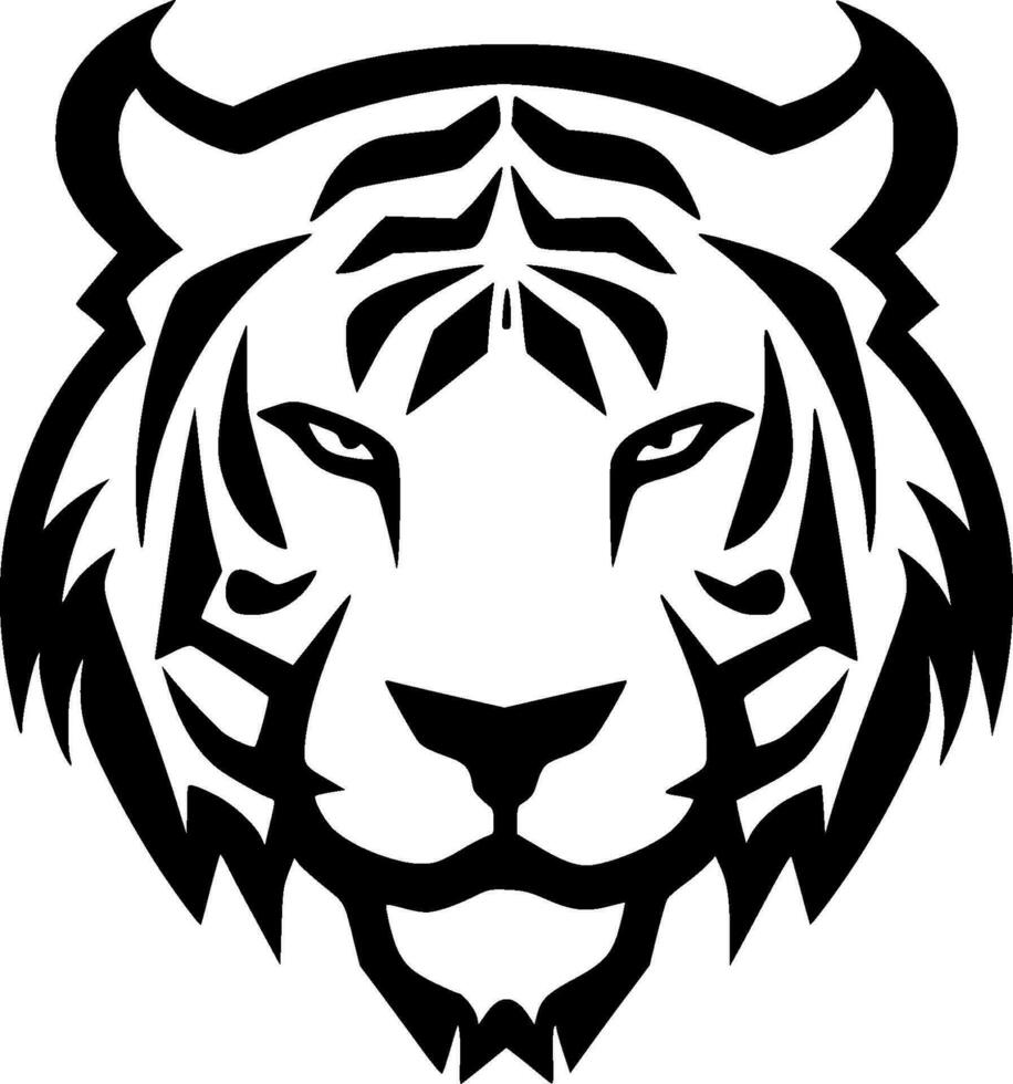 Tigre - negro y blanco aislado icono - vector ilustración