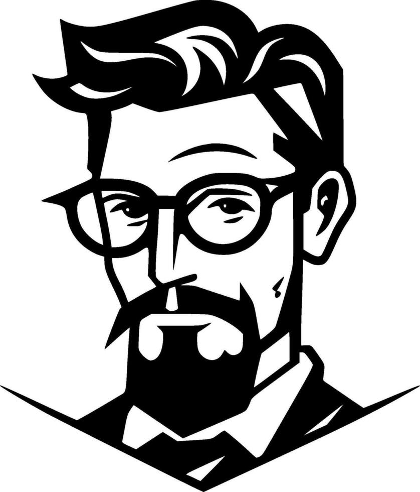 Teacher, Black and White Vector illustration