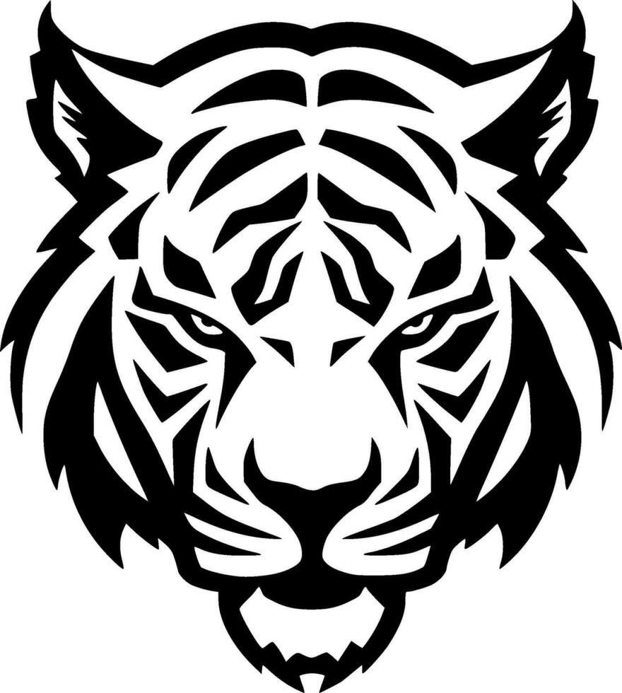 Tiger - Black and White Isolated Icon - Vector illustration