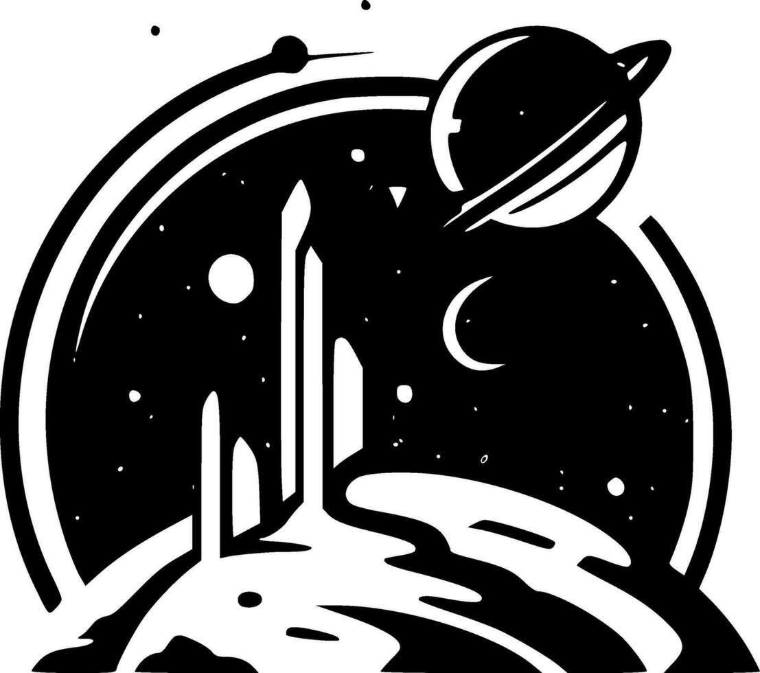 Space - Black and White Isolated Icon - Vector illustration