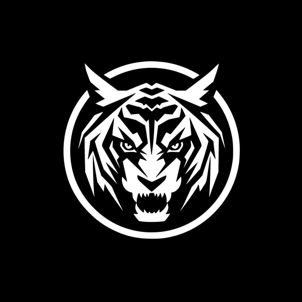 Tigre - negro y blanco aislado icono - vector ilustración