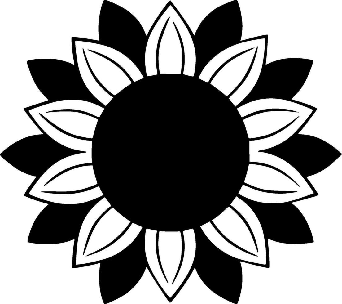 girasol - negro y blanco aislado icono - vector ilustración