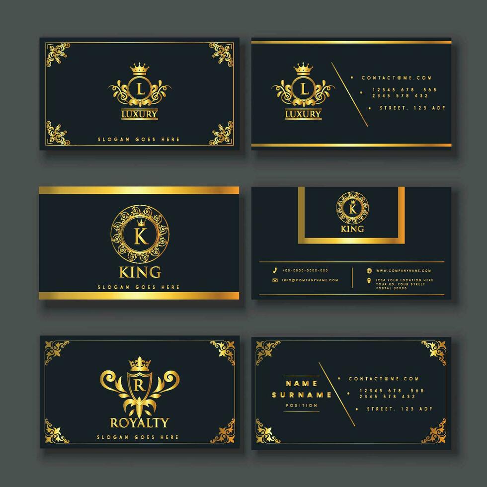 Luxury and elegant golden business card. Design with trendy pattern minimalist print template. Rounded corner mockup design. vector