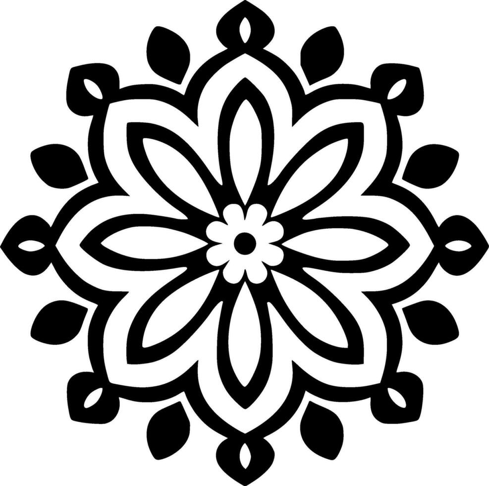 Mandala - Black and White Isolated Icon - Vector illustration
