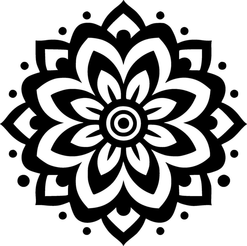 mandala - negro y blanco aislado icono - vector ilustración