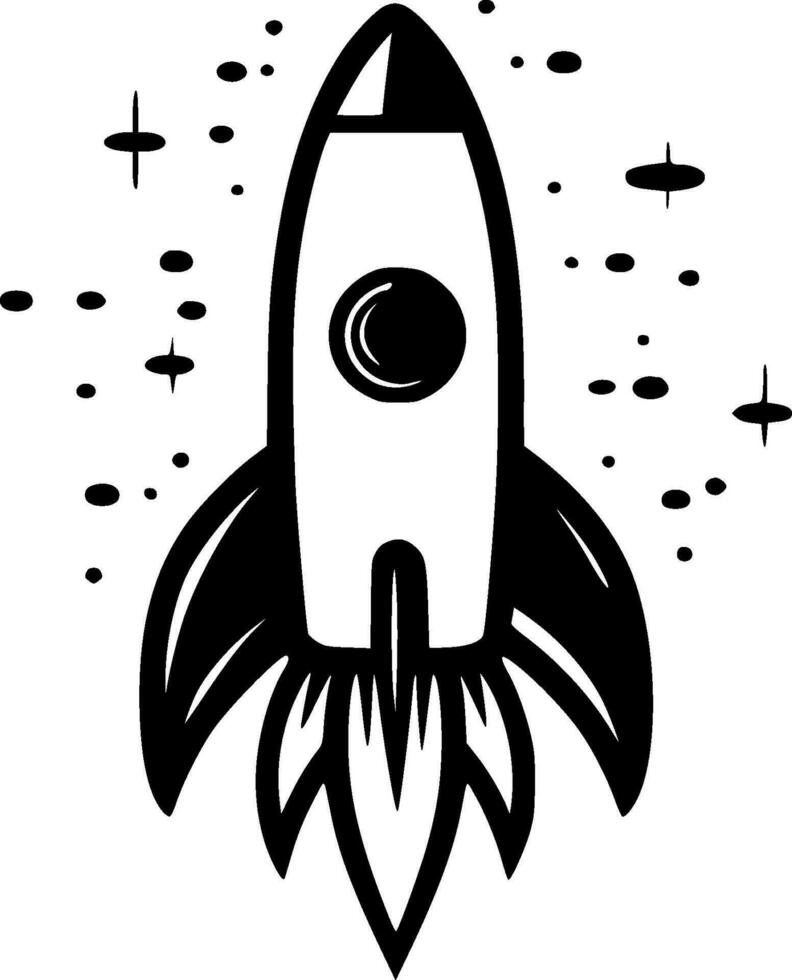 Rocket, Black and White Vector illustration