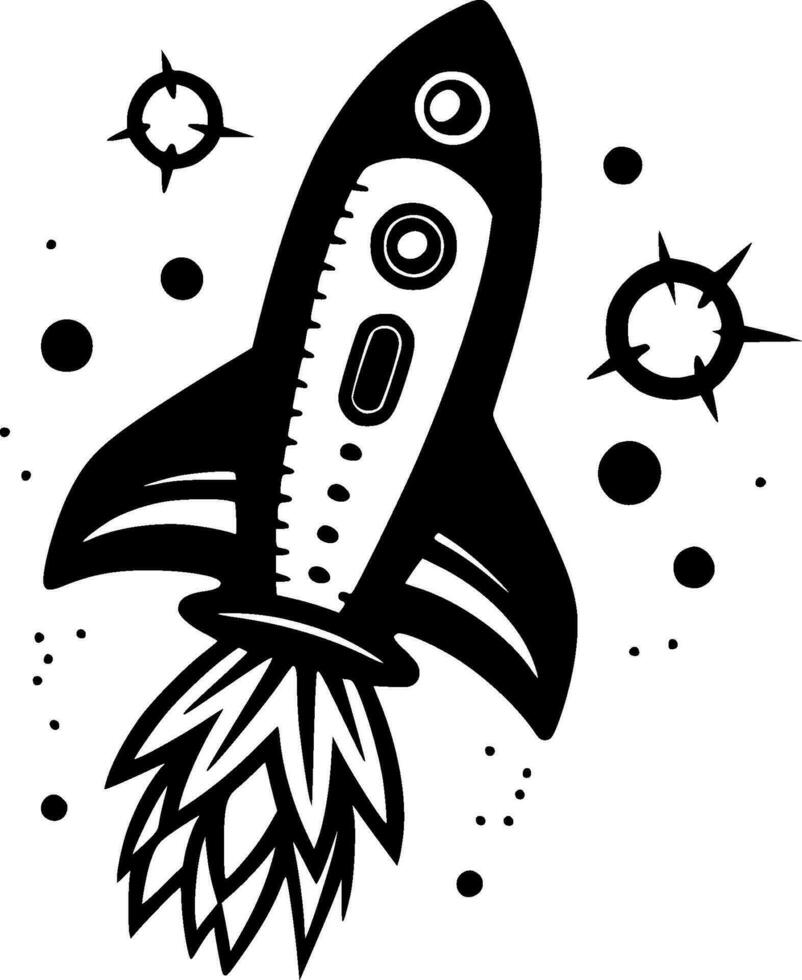 Rocket, Minimalist and Simple Silhouette - Vector illustration