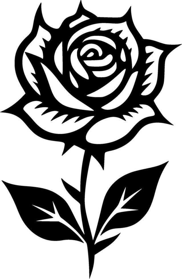 Rose - Black and White Isolated Icon - Vector illustration