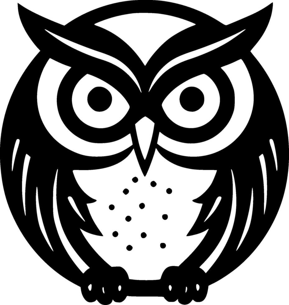 Owl, Black and White Vector illustration