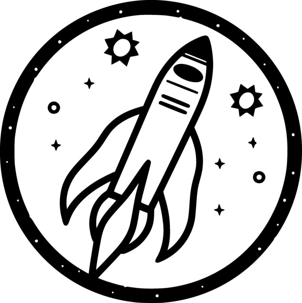 Rocket, Minimalist and Simple Silhouette - Vector illustration