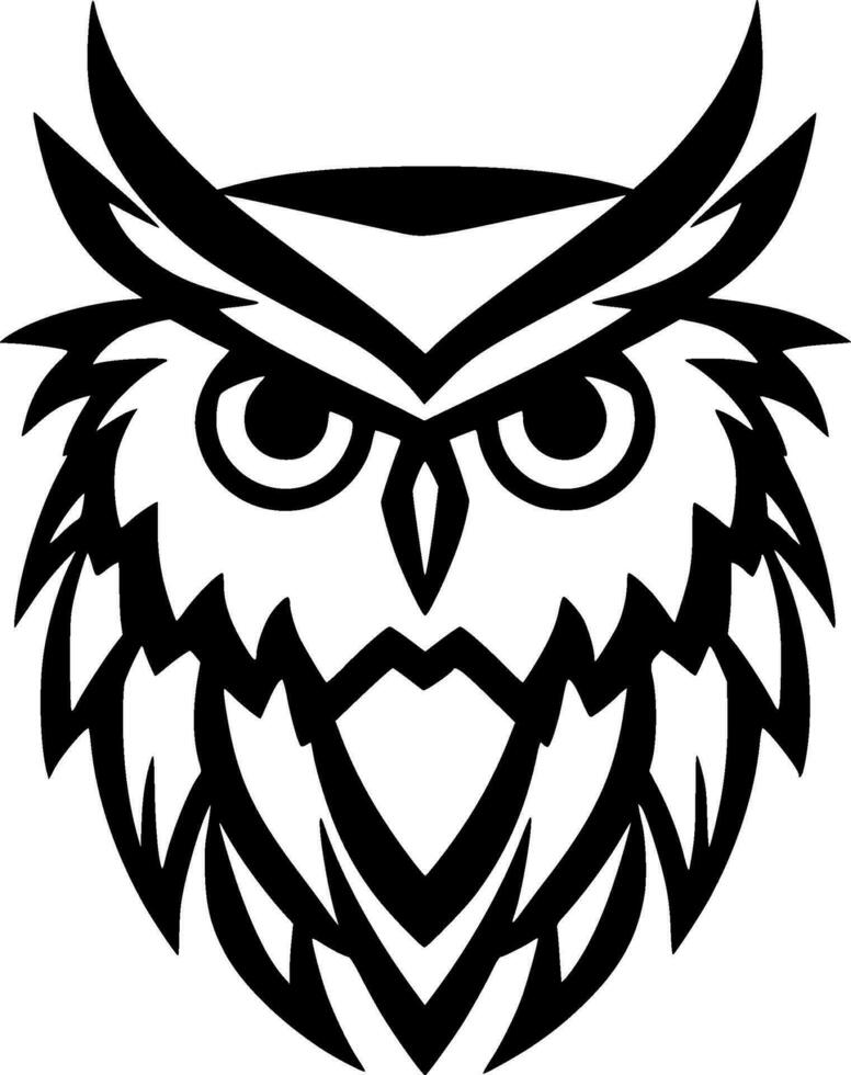 Owl, Black and White Vector illustration