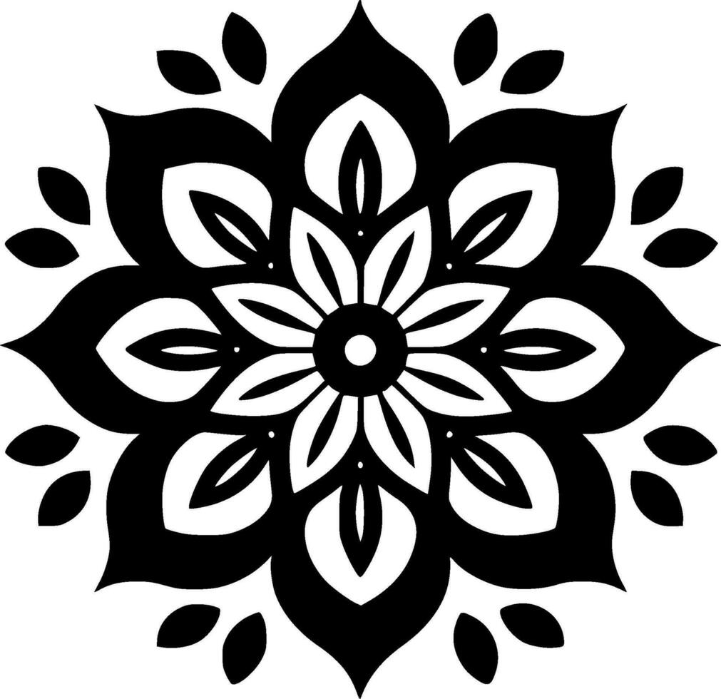 mandala - negro y blanco aislado icono - vector ilustración