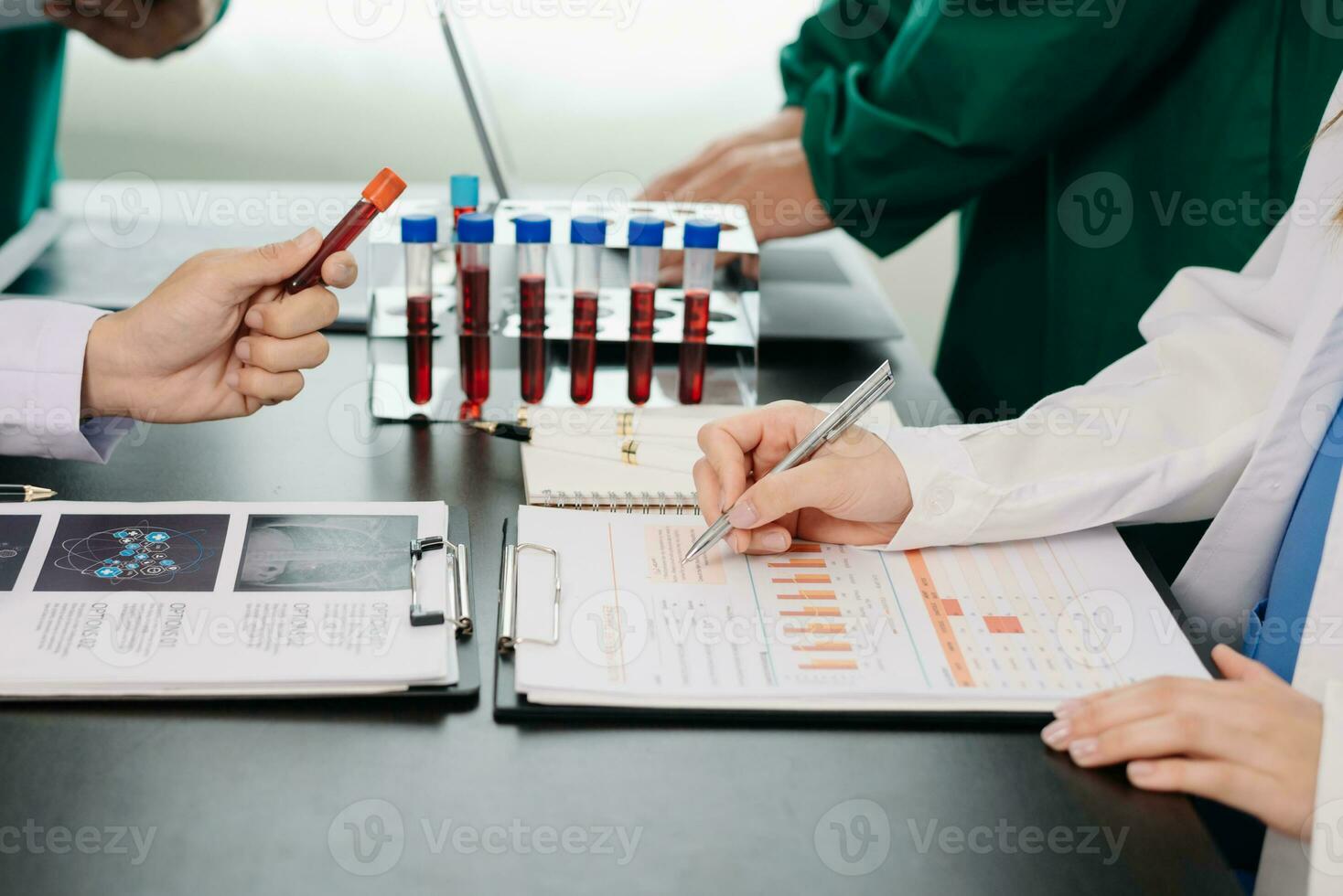 Meeting team of doctor and medical staff Consultation about the treatment of heart disease, pneumonia, gastrointestinal and stomach diseases. and osteoporosis at hospital photo