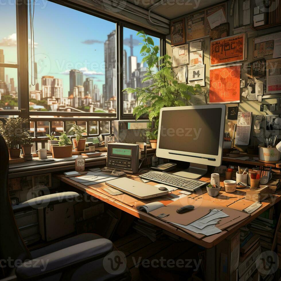 The work space background is ideal and neat ai photo