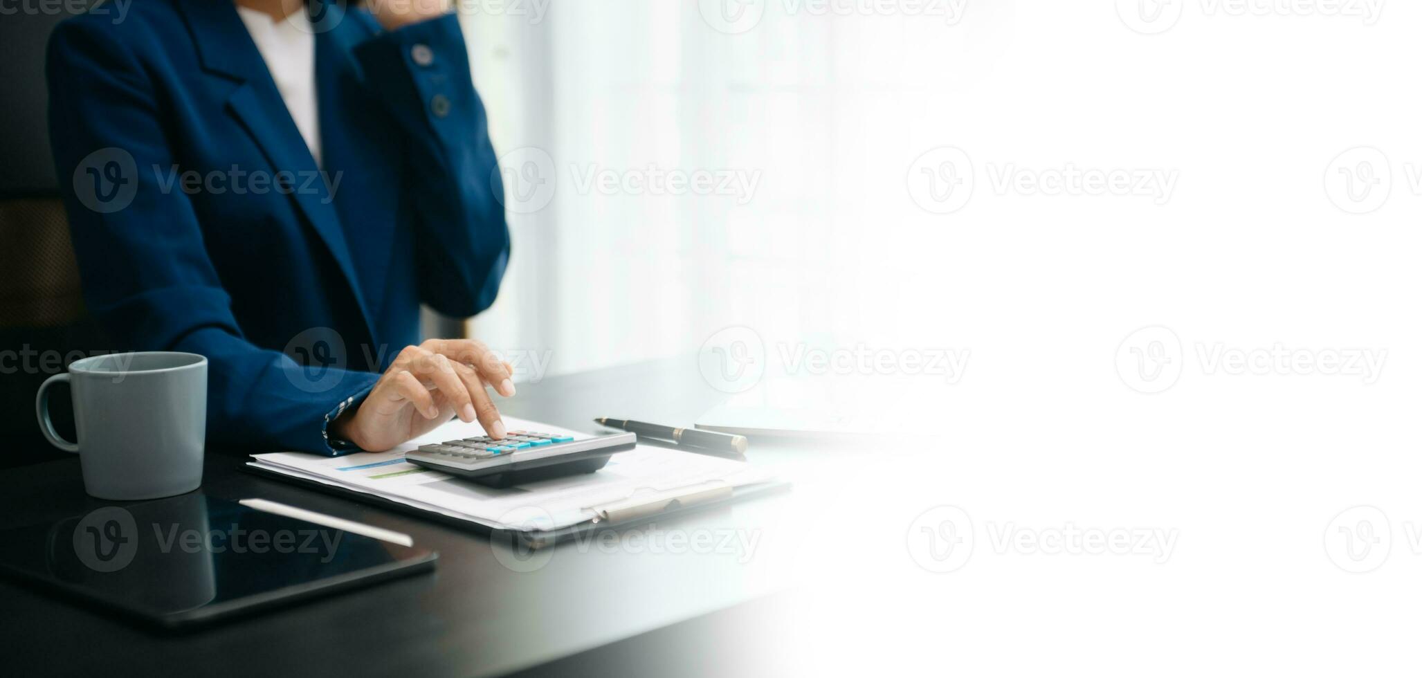 Business accountant or financial expert analyze business report graph and finance chart. banking business and stock market research. photo
