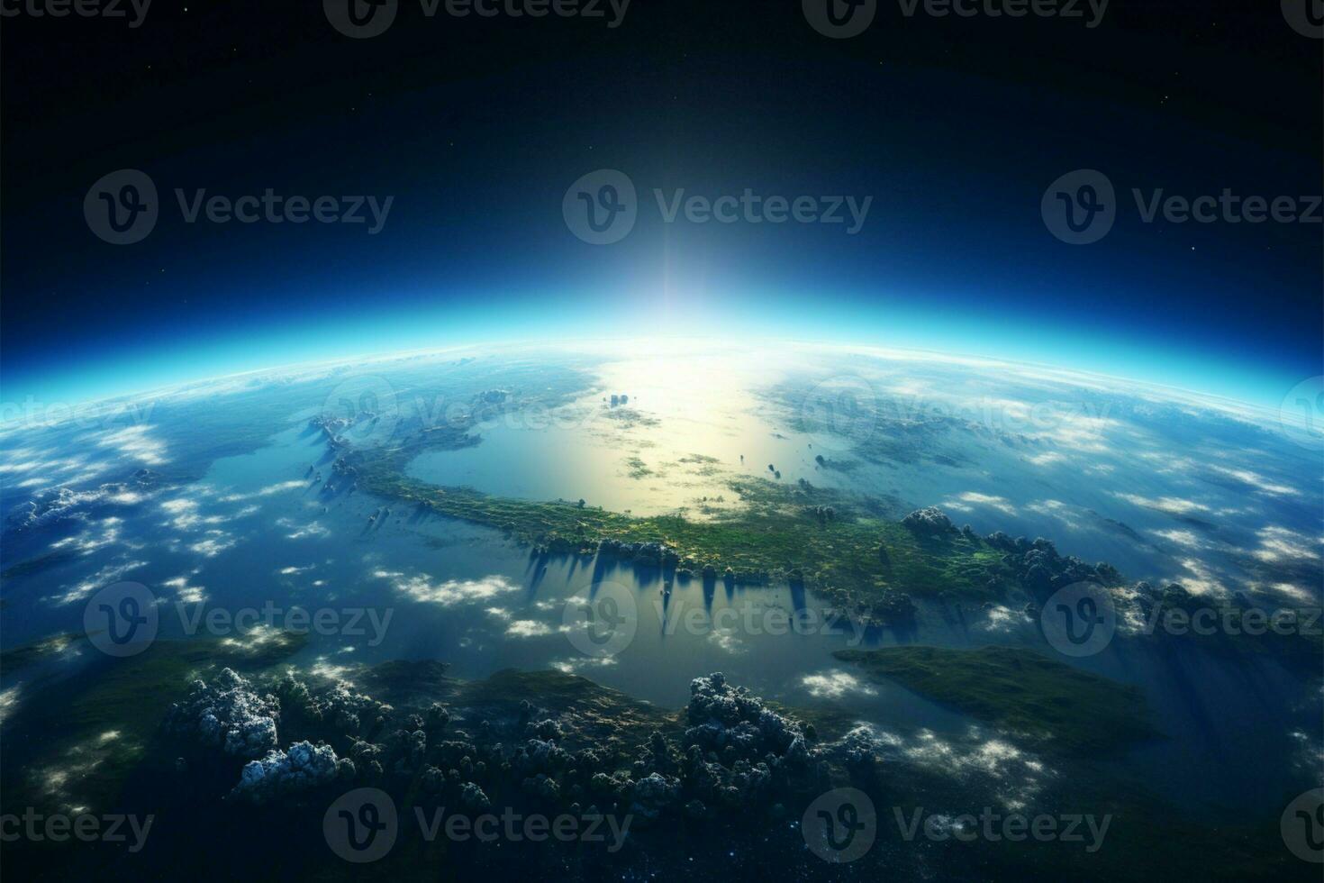 A wide angle look at Earth, ideal for text and image placement AI Generated photo