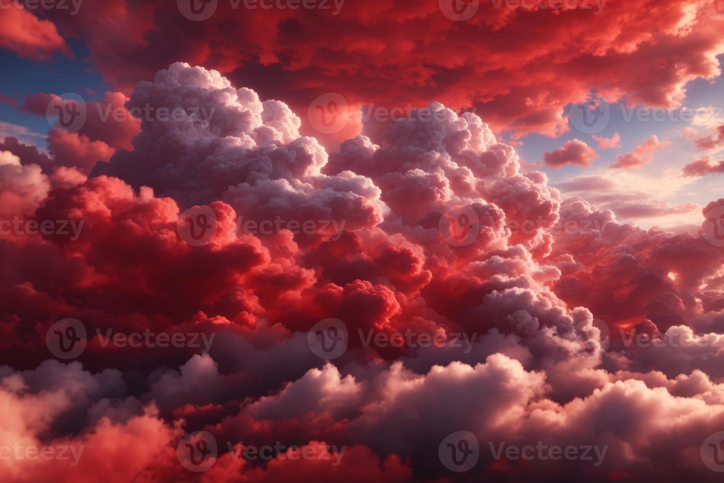 Red Clouds Background, Clouds Background, Generative Ai 29367070 Stock