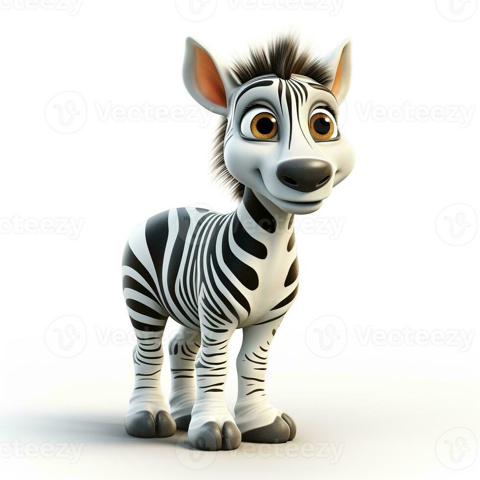 3d cartoon cute zebra ai photo