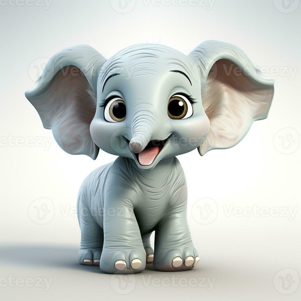 3d cartoon cute elephant ai photo