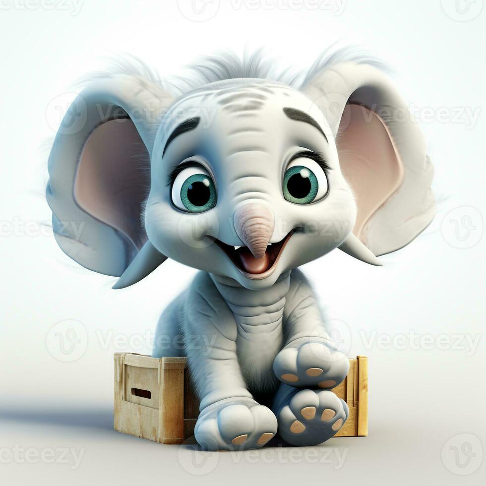 3d cartoon cute elephant ai photo