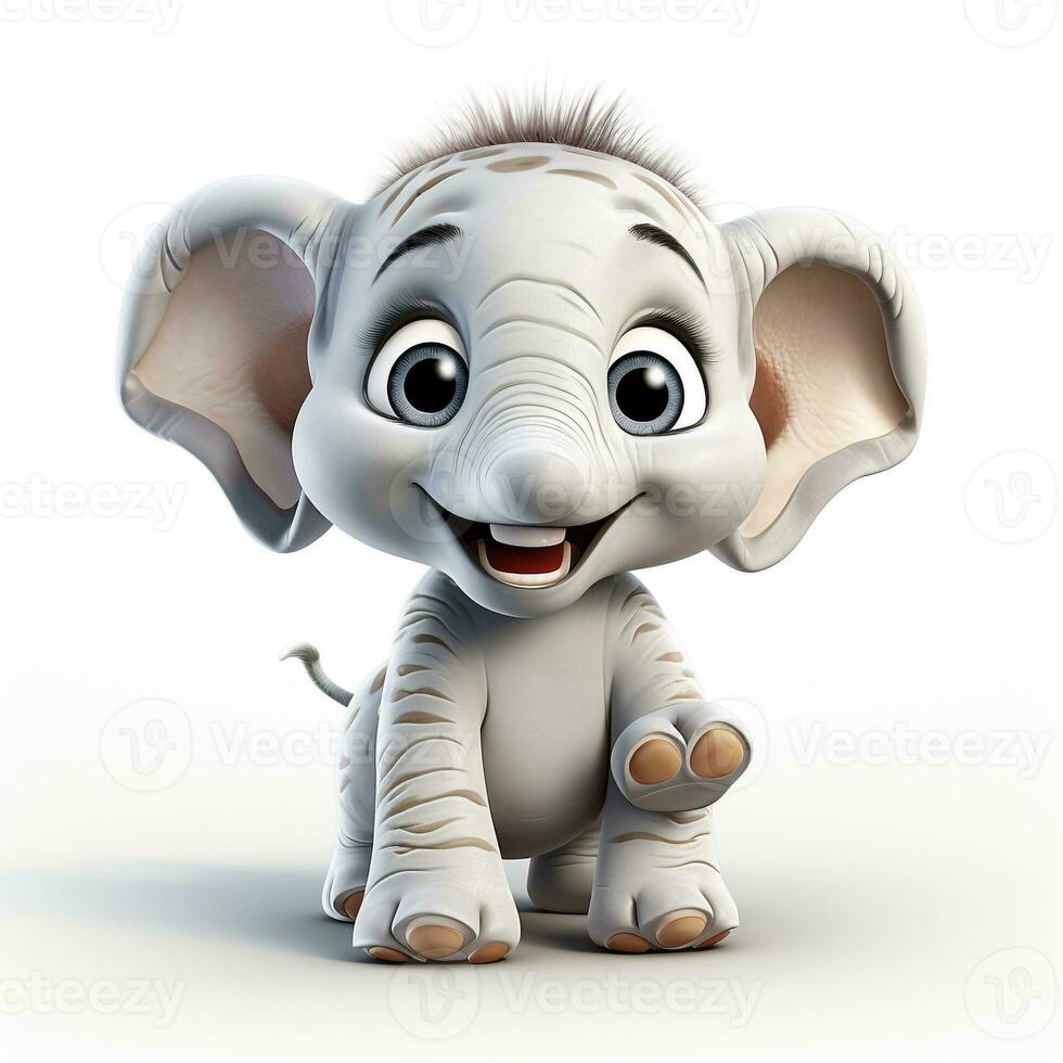 3d cartoon cute elephant ai photo