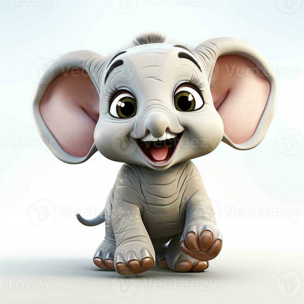 3d cartoon cute elephant ai photo