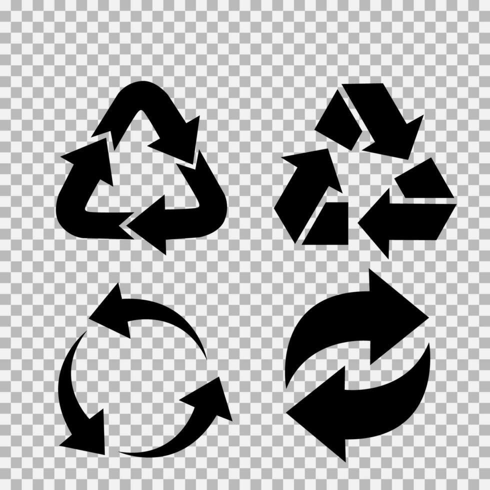 reciclaje plano vector íconos colocar. flechas plano vector íconos conjunto