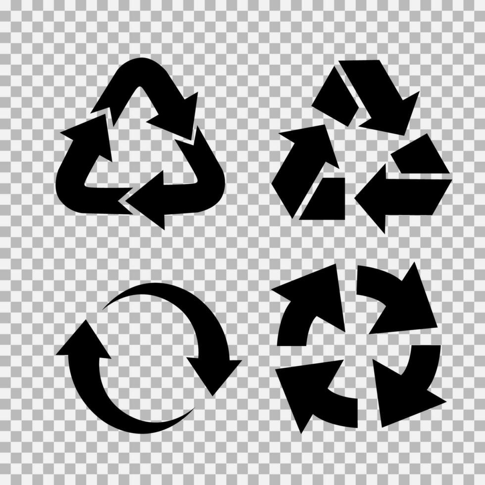 Recycling flat vector icons set. Arrows flat vector icons set