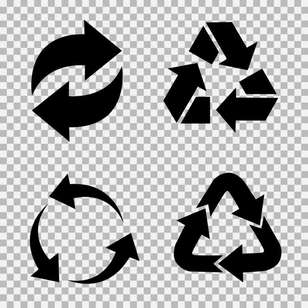 reciclaje plano vector íconos colocar. flechas plano vector íconos conjunto