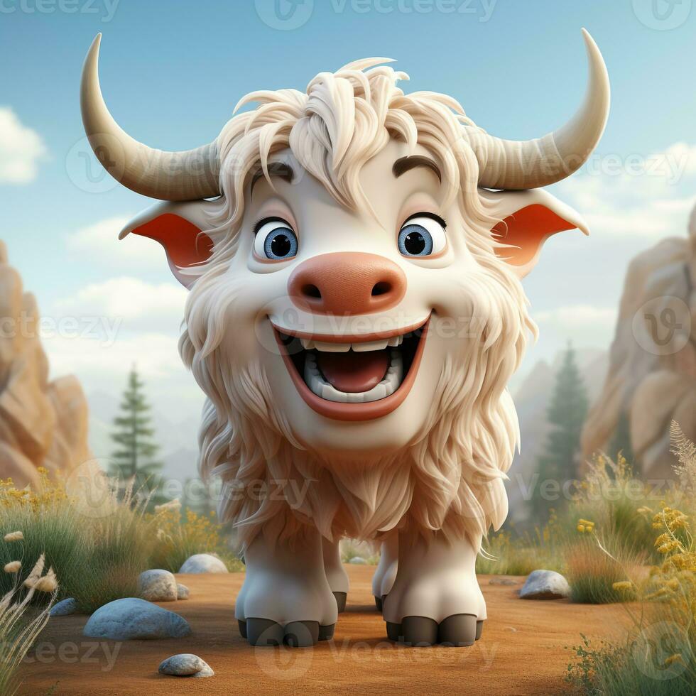 3d cartoon cute bull photo