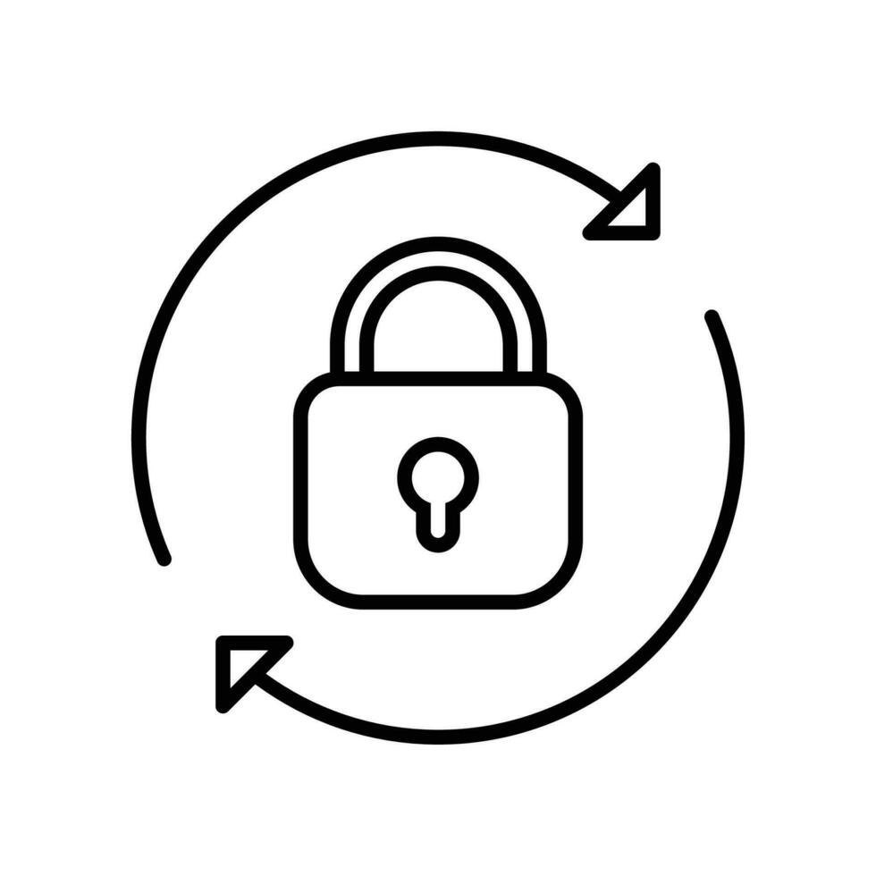 Lock reload icon Line style  Padlock button security system. Internet secure key privacy. Password refresh sign for safety. Interface, symbol. Vector illustration. Design on white background. EPS 10