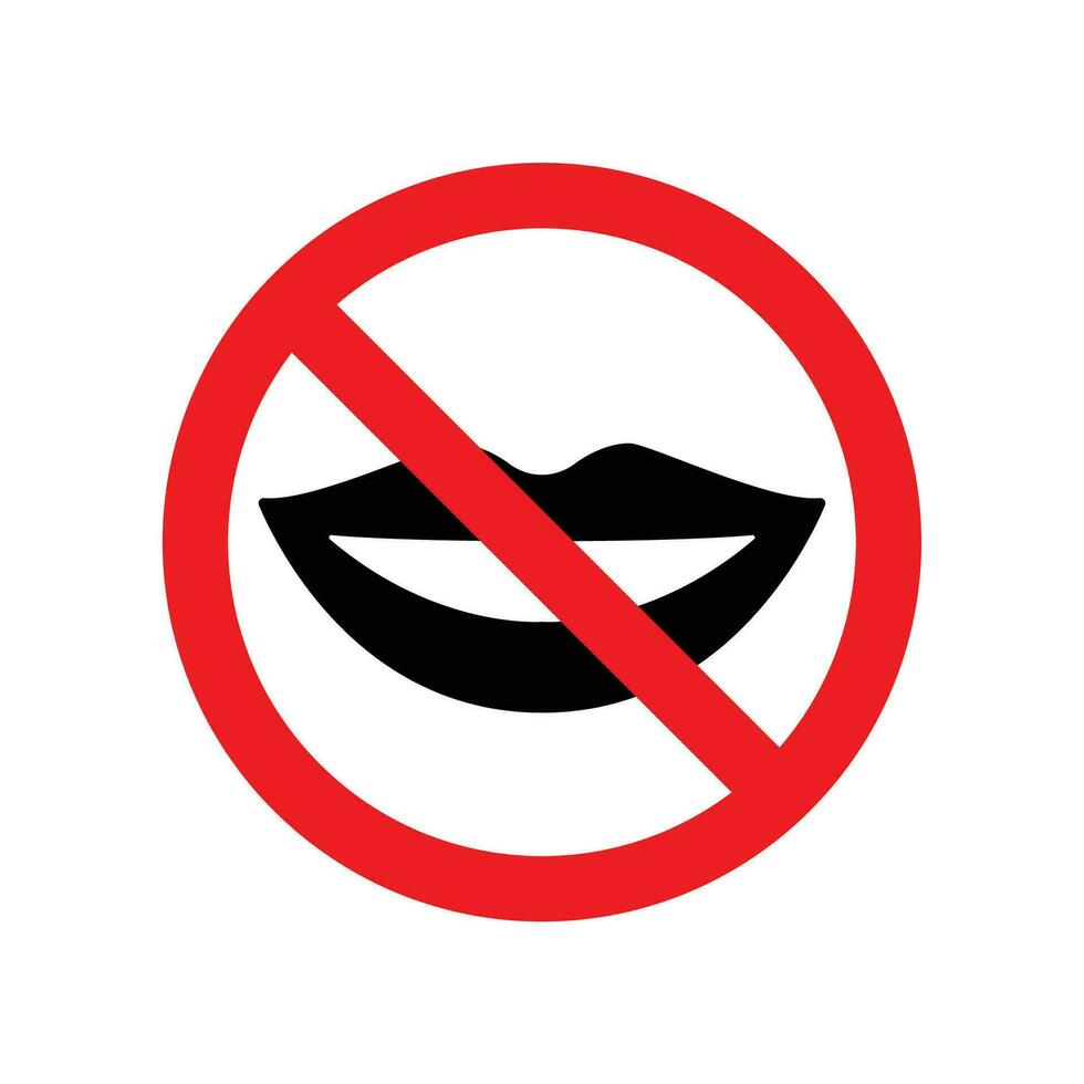 Keep Silence Symbol Sign icon. Be quiet logo instruct silence in area. Woman lips with forbidden label for No talking sign, shut up, no noise. Vector illustration. Design on white background. EPS 10