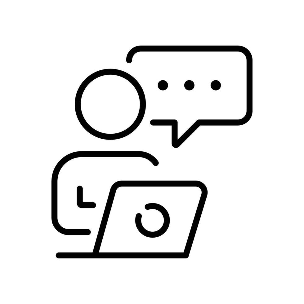 Distant freelance, person icon. Man working on laptop flat Line. Freelancer using computer, Freelance business, remote job, Distant work, Telework Vector illustration Design on white background EPS 10