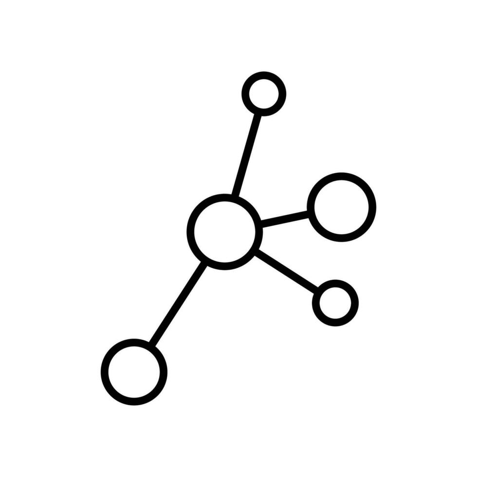 protein amino acid icon. Geometric chemistry Molecule . Science reaction. Proline Molecular structure. Carbon, nitrogen, oxygen atoms. line style vector illustration. design on white background EPS 10