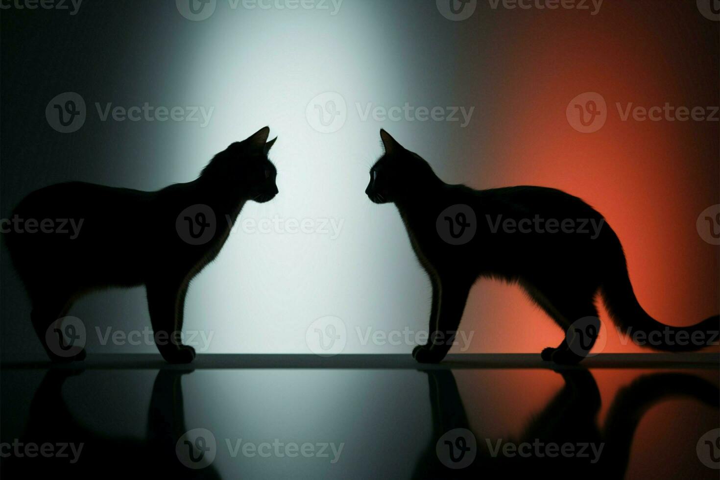 Rendered art, 3D cats elegance displayed through shadow on wall AI Generated photo