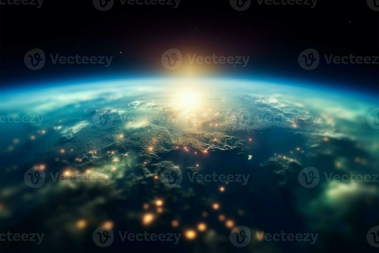 Blurred background showcasing Earths view from space AI Generated photo