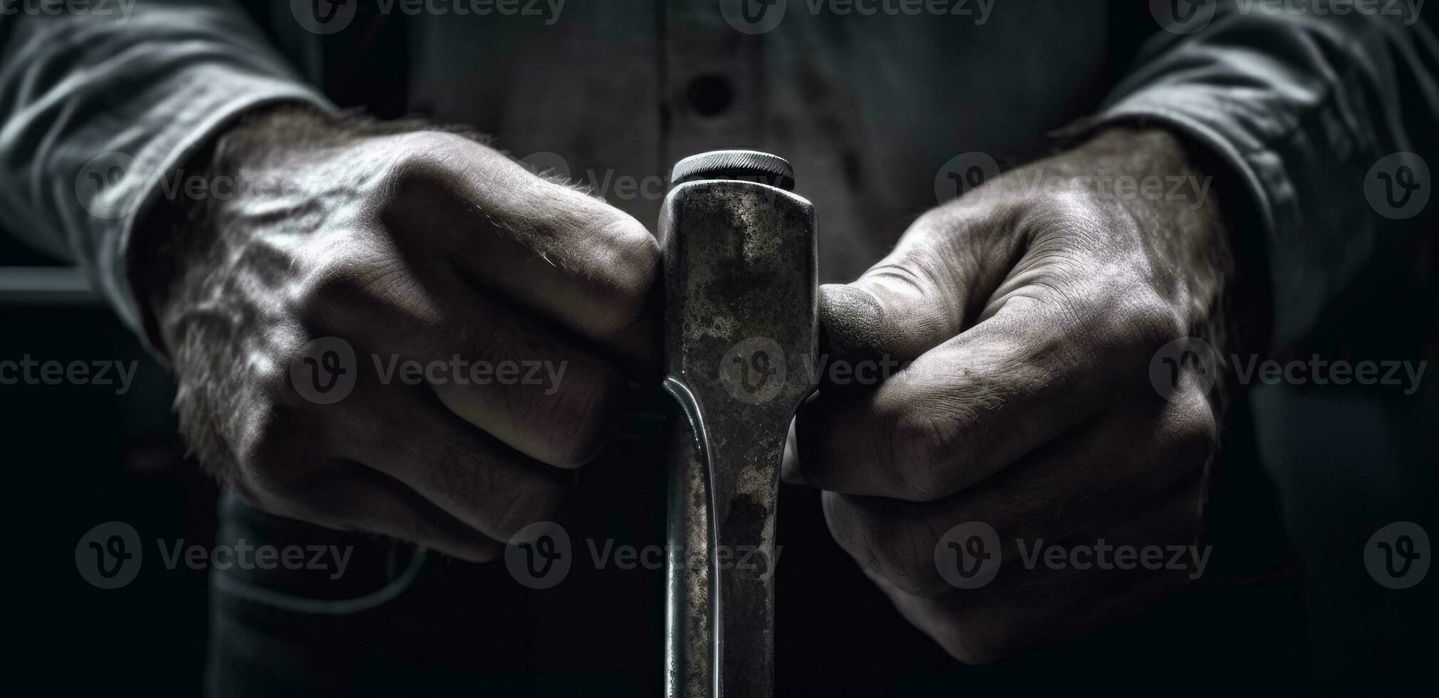 Close-up hand technician auto mechanic using the wrench to repairing change spare part car engine problem and insurance service support. Created with Generative AI technology photo