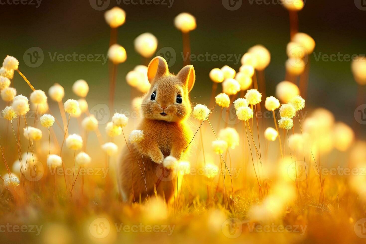 Close-up of cute rabbit with beautiful bokeh background, Generative AI illustration photo