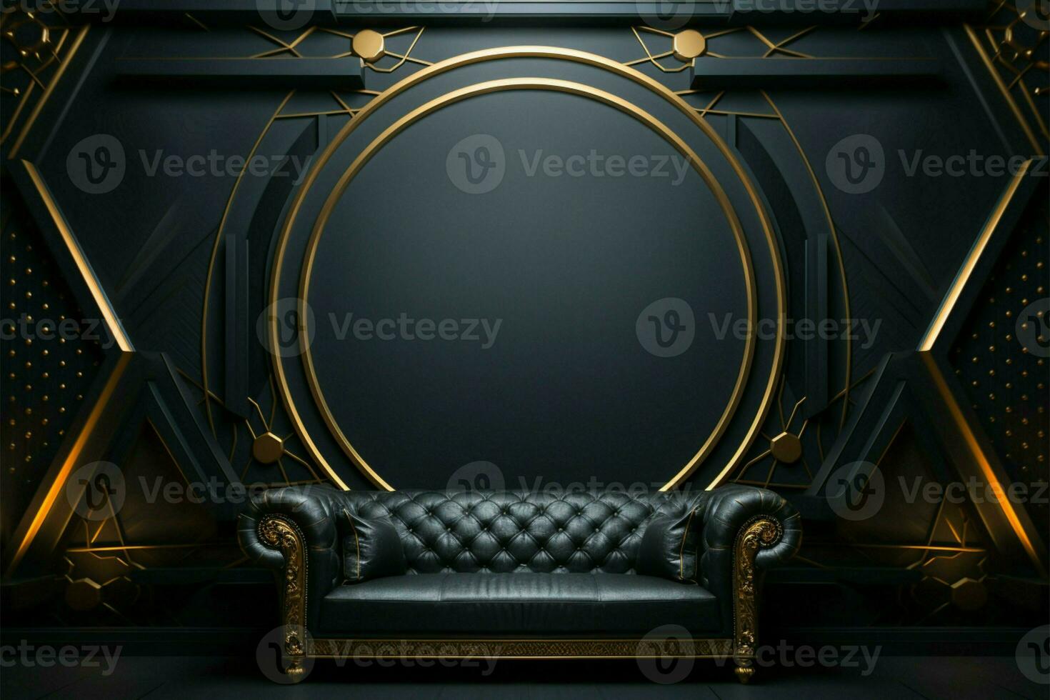 The epitome of luxury, A black backdrop adorned with opulent gold AI Generated photo