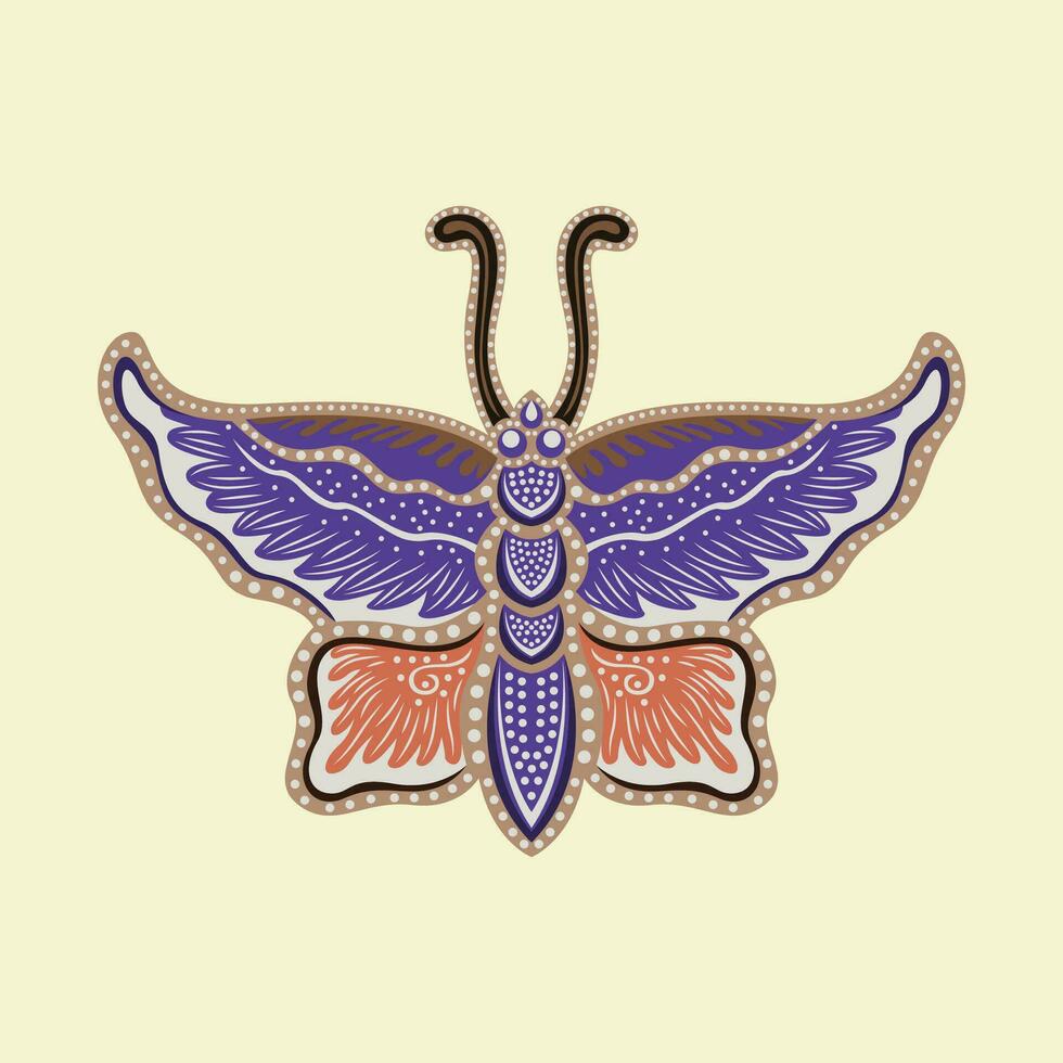 Javanese Batik butterfly icon vector image illustration
