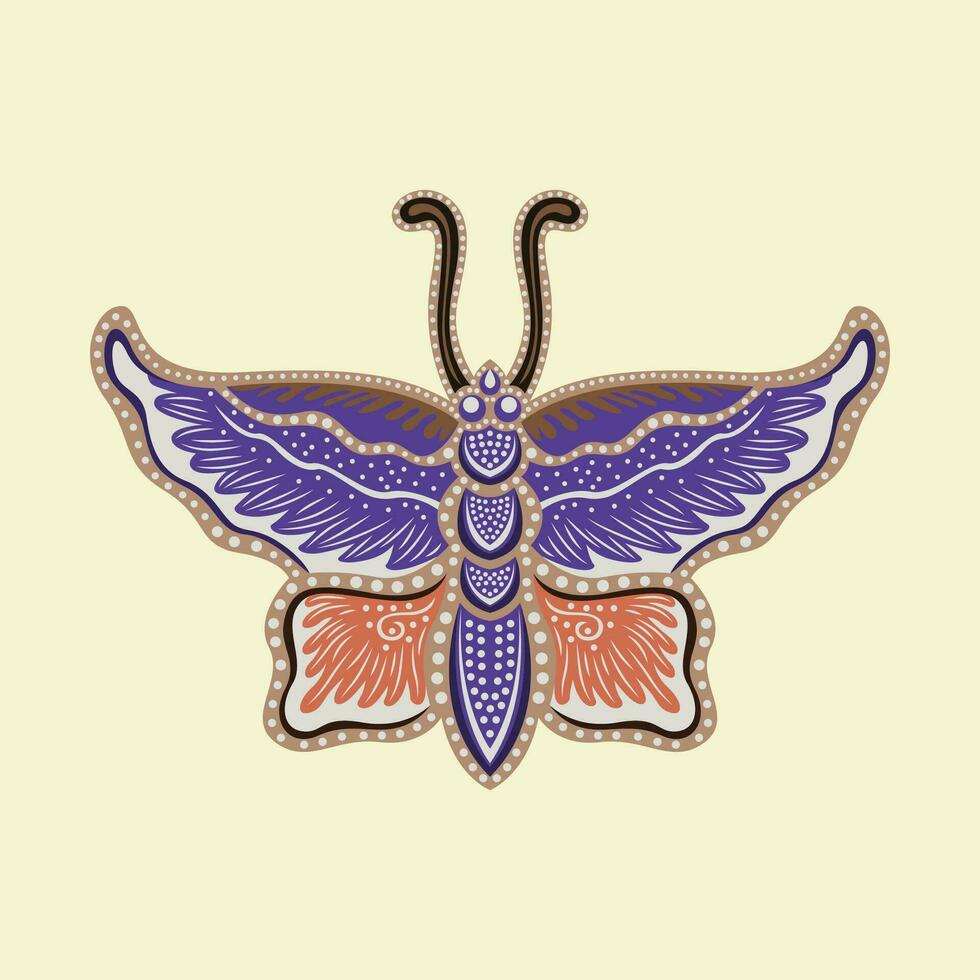 Javanese Batik butterfly icon vector image illustration