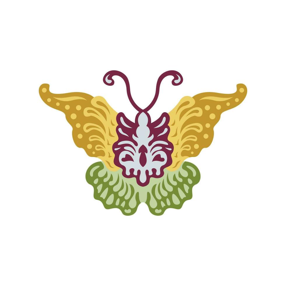 Javanese Batik butterfly icon vector image illustration